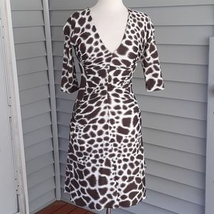 Roberto Cavalli brown white giraffe print dress
